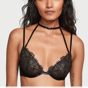 Victoria’s Secret black midnight affair bra with neck strap 34DD